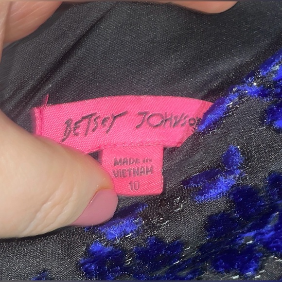 Betsey Johnson Women's Sleeveless Burnout Midi Blue & Black Dress Sz. 10 - Picture 5 of 9